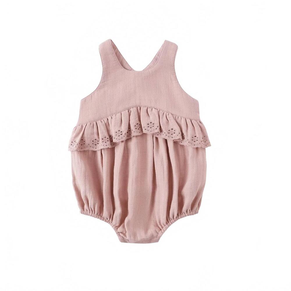 NEW QUINCY MAE baby girls penny romper in mauve